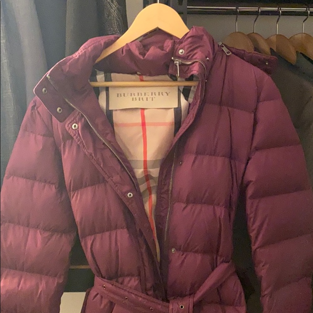Burberry Brit Women's Quilted Puffer Coat in Deep Plum